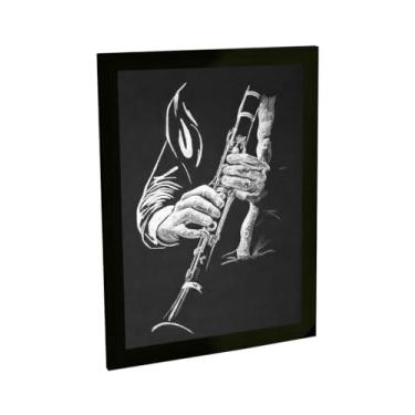 Imagem de Quadro Decorativo Flauta Instrumento Musical Ilustração Decoração Poster Quarto Sala