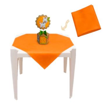 Imagem de Kit de Toalhas de Mesa TNT Quadradas, Laranja, 70x70cm, 50 Unidades, Cobre Mancha Decorativo para Festas e Eventos