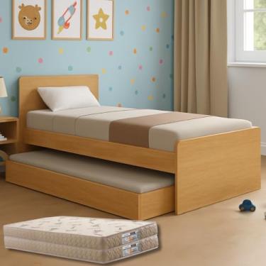 Imagem de Bicama Solteiro Bibox Cama com Auxiliar e Colchões Premium Bordado (Colchões D33, Cinamomo)