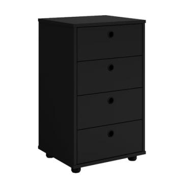 Imagem de Mesa de Cabeceira Classic 04 Gavetas Criado Grande Quarto(Preto)