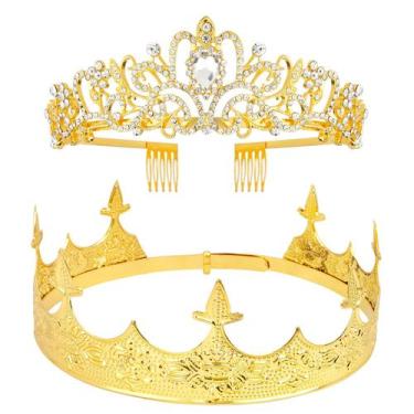 Imagem de Conjunto Crown VELSCRUN para homens e mulheres, tiaras King Queen, 2 p