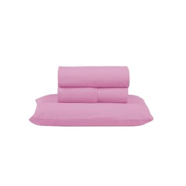 Imagem de Jogo de Lençol Solteiro 300 Fios Percal 100% Algodão 03 Peças Cama Box Toque Macio Aveludado (ROSA)