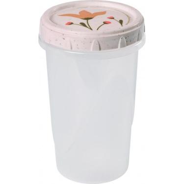 Imagem de Pote em Plástico Redondo com Tampa Rosca Marmorizado Floral 550ml - Pl