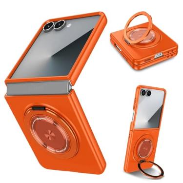 Imagem de Capa para Galaxy Z Flip6 com suporte de anel giratório 360 graus e proteção magnética (para Galaxy Z Flip6/laranja)