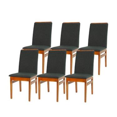 Imagem de Kit 6 Cadeiras de Jantar Conjunto Estofadas Veneza Madeira Maciça Euca