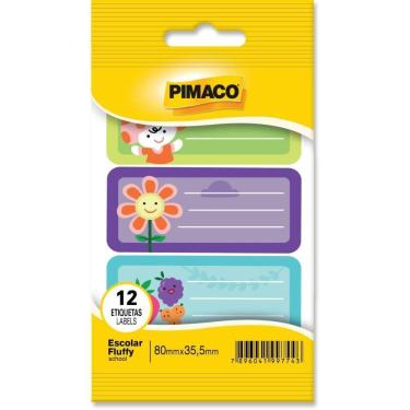 Imagem de Etiqueta Escolar Decorada Fluffy 80x35,5mm C/12Etiq. Pimaco