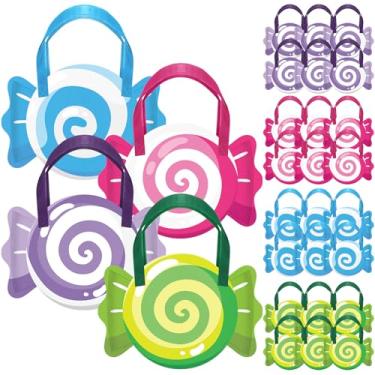 Imagem de Sweetude 36 peças Candyland Party Goodie Bag Non Woven Lollipop Candy Tote Tote Treat Bags Candyland Sweet Candy Theme Party Favors Supplies Decorações para aniversário casamento chá de bebê, 4