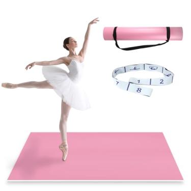 Imagem de Tapete de pista de dança antiderrapante com alça de ombro portátil e faixa de resistência à dança, pista de dança para balé, jazz, tapete reutilizável de PVC grosso pop (rosa, 180 cm x 90 cm x 0,35 cm