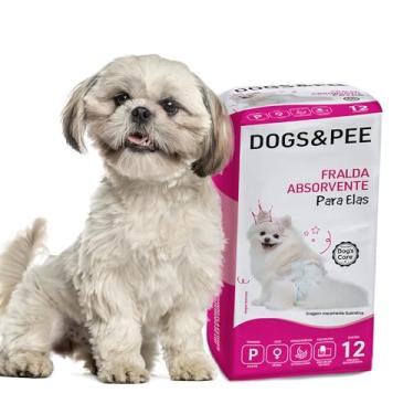 Imagem de DOG’S CARE Dogs&Pee Fralda Descartável Para Cães Fêmeas de 3 a 6kg - Fralda Absorvente Para Cachorros Idosos e Filhotes - Tamanho P - 12 Unidades