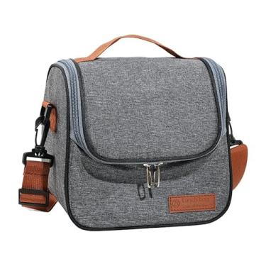 Imagem de Bolsa Térmica com Interior Isolante - Lancheira com Compartimento Único para Refeições e Lanches (Cinza)