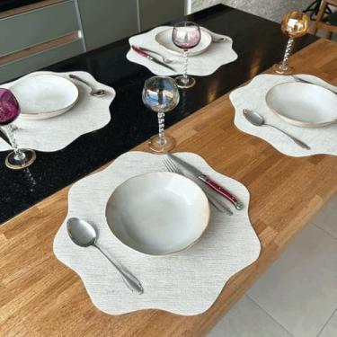 Imagem de Jogo Americano Sousplat 100 Unidades Restaurantes Bar Hotel Mesa Posta Decoração - Sisal Marfim Bege Redondo