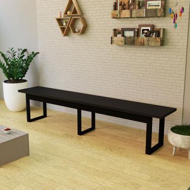 Imagem de Banco De Madeira MDF Com Base De Ferro Estilo Industrial Sala Jardim 1