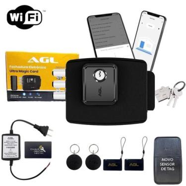 Imagem de Fechadura Ultra Magic Card Wifi AGL Com Tag Para Portao Externo Modelo