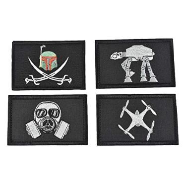 Imagem de Remendos de moral militar tático Airsoft Paintball aplique de fixador para chapéus, bonés, bolsas, jaquetas, mochila (Star 4 peças)