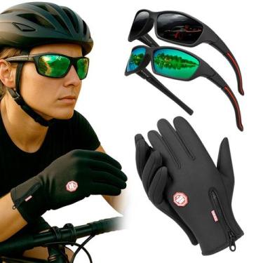 Imagem de Kit 2 Óculos De Sol Esportivo E Luva Ciclismo Touch Unissex - Vegueros