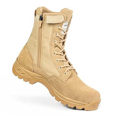 Imagem de Botas de combate ultraleves 928 IODSON, tênis de cano curto masculino tático militar com zíper lateral., Bege, 9