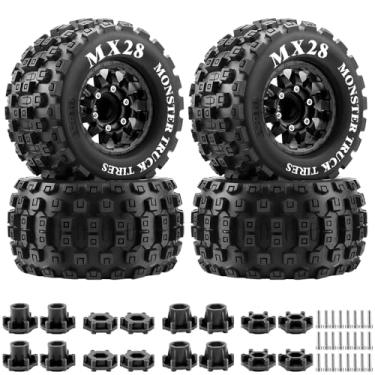Imagem de GLOBACT MX28 2.8" Tire and Wheels with 12mm/14mm Hex Adapter for Traxxas Stampede Rustler & Arrma Big Rock Granite Vorteks 1/10 RC Truck Car (4PCS Black)
