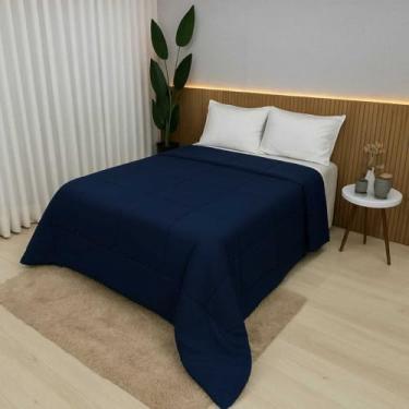 Imagem de Edredom 100% Algodão 400 Fios Dupla Face Casal Queen King Antialérgico Grosso Para Inverno(Azul Marinho,King)