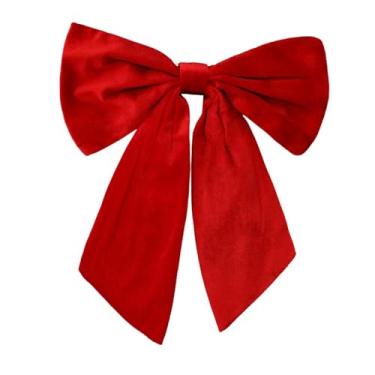 Imagem de KiBcsLic Laço de veludo para Natal, suprimentos para laços, enfeites artesanais macios, decoração de Natal para festa, guirlanda, escada de casamento, Vermelho