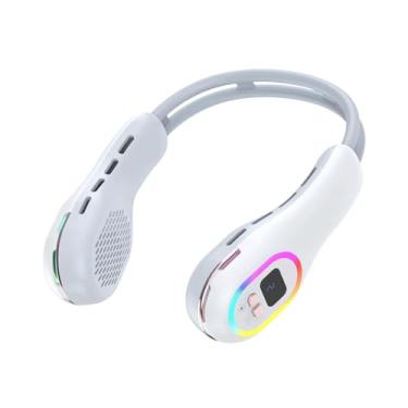 Imagem de Ｂｅｓｇａ Pescoço, Mãos, Baixo Ruído, Display LED, Resfriamento Pessoal para Homens E Mulheres, para Esportes Ao Ar Livre E em Ambientes Fechados, Branco, Tamanho real