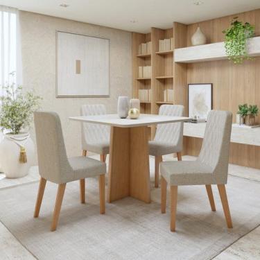 Imagem de Conjunto Sala de Jantar 4 Lugares Quadrado Tampo Vidro/MDF Mesa Celebr