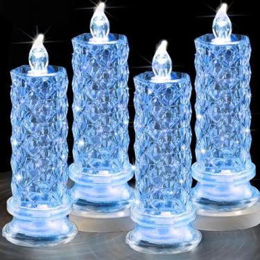 Imagem de Pacote de 4 velas LED SupBri com Rose Light Halo operadas por bateria
