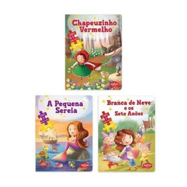 Imagem de Kit Contos De Fadas Com Quebra-Cabeças: Chapeuzinho Vermelho, A Pequena Sereia E Branca De Neve
