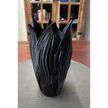 Imagem de Vaso Jarro Decorativo Folhas Plástico 20cm Decoração Sala Quarto Rack 