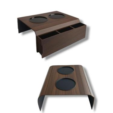 Imagem de Porta-Copos de Sofá com Nichos Organizador Kit com 2 Esteira MDF Luxo 