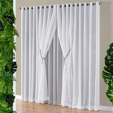 Imagem de Cortina Iris 2 Metros Semi Blackout Sala Quarto para Varão - Cinza