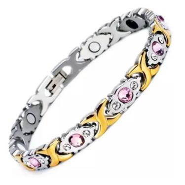 Imagem de Pulseira Magnética Unissex Saúde Equilibrio Pedras Zircônia - Outlet B