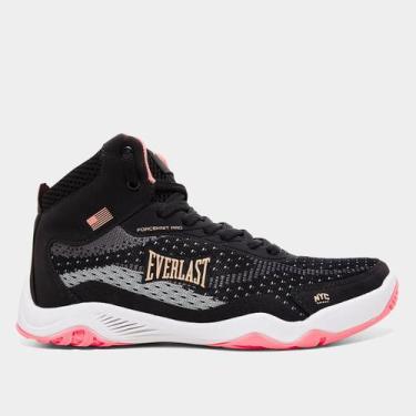 Imagem de Tênis Cano Médio Everlast Forceknit Pro Feminino, Preto, Rosa, 37