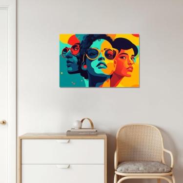 Imagem de 1 peça de óculos trio estilosos - Arte pop vívida, forma simples e cores brilhantes - Impressão em tela de contorno de retrato - Arte de parede para quarto e escritório, 30 x 45 cm, sem moldura