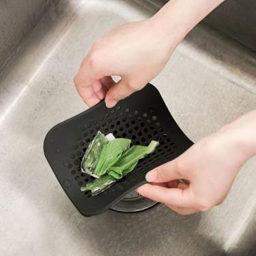 Imagem de Filtro de ralo de pia antientupimento protetor de ralo de malha de aço inoxidável para apanhador de cabelo de cozinha e banheiro preto