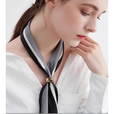 Imagem de Delicado lenço de seda oblato anel broche para mulheres minimalista geométrico xale cachecóis fivela fecho clipe anéis broches moda vestido acessórios joias, Medium, Zinco, Sem Pedra Preciosa