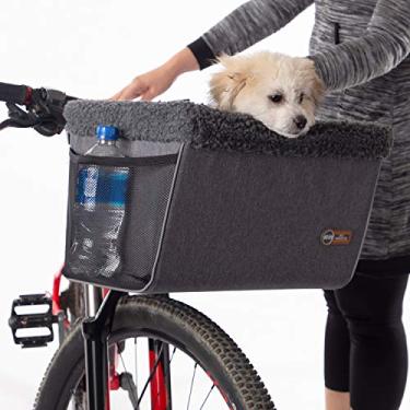 Imagem de K&H Pet Products Cesta de bicicleta para cães – Cesta de bicicleta para cães de montagem frontal, ajuste universal com sistema de montagem frontal incluído, bolsos de armazenamento, forro lavável