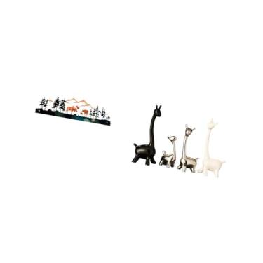 Imagem de Fenteer Escultura de Parede de Veado E Girafa, Cerâmica, para Pendurar em Jardim, Cerca, área Externa, Mesa, Peça Central, Mesa Criativa Moderna, Esc