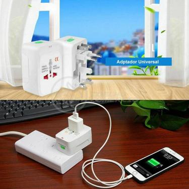 Imagem de Adaptador Tomada Universal Padrão 150 Países Uk Europa Eua Asia Viagem Bivolt 110/220 Bivolt Aio