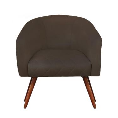 Imagem de Poltrona Bianca Com Tressê Suede Pés Palito Castanho - D'rossi Cor Marrom