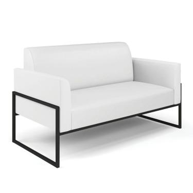 Imagem de Sofá Namoradeira Base Industrial Alta Preto Marisa Corino D03 - D\'rossi Cor Branco