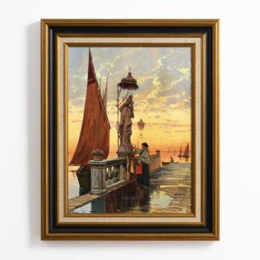 Imagem de FOLKOR Moldura de tela francesa antiga para pinturas a óleo de 40,6 x 50,8 cm, sem vidro e suporte, moldura de parede vintage para galeria de 6,6 cm de largura para café, livraria, sala de jantar