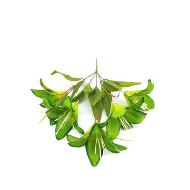 Imagem de Buquê de Lírio Artificial com 5 Flores – Galho Decorativo 33cm para Arranjos, Festas e Decoração de Casa (Cores Diversas)(Verde)