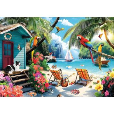 Imagem de Quebra-cabeça MAXZN 2000 peças Summer Beach Parrots 99x71 cm