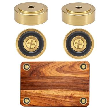 Imagem de Pacote com 4 pés de tábua de corte de latão com almofadas antiderrapantes, pés de borracha para tábua de corte, pés de borracha de 3,5 cm de latão sólido (4, 3 cm)