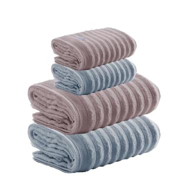 Imagem de Jogo de Toalhas Aura 4 Peças 100% Algodão, Fio Penteado, Banho/Rosto, Alta Absorção e Maciez, Gramatura 520g/m² e 500g/m², Design Sofisticado e Durável, Ideal para Casa – Altihaus (Rose/Azul)