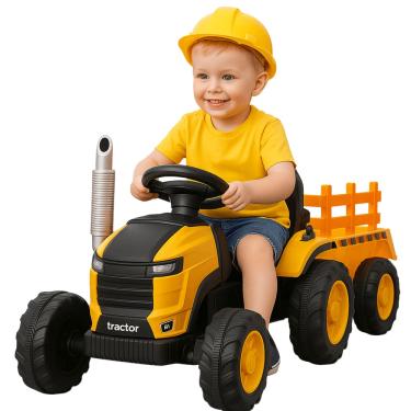 Imagem de Trator Eletrico Infantil Shiny Toys Com Caçamba Amarelo 12V