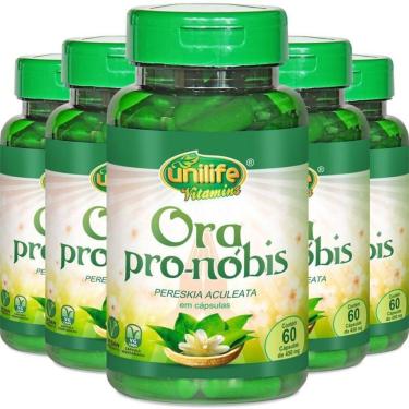 Imagem de Kit 5 Ora Pró-Nóbis Pereskia Aculeata Unilife 60 Cápsulas
