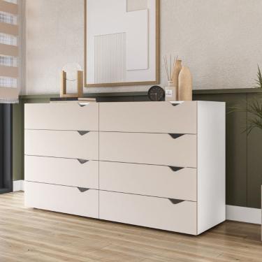 Imagem de Cômoda 8 Gavetas Porto Branco Creme Politorno Móveis