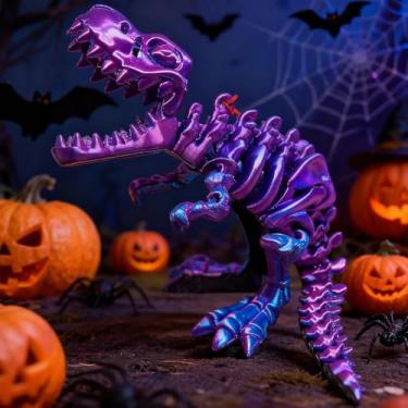 Imagem de Estatueta de Halloween, ornamento de dinossauro impresso em 3D com juntas móveis, adereço decorativo assustador para festas de festivais e exibições de cosplay