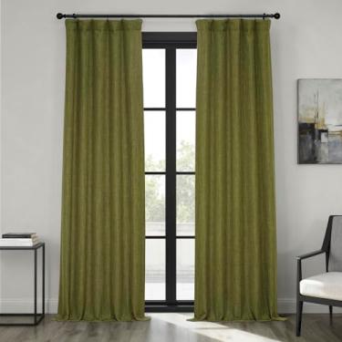 Imagem de HPD Half Price Drapes Cortinas texturizadas de linho sintético para quarto de 213 cm de comprimento (1 painel), 127 cm L x 213 cm C Cortinas para sala de estar, decoração de casa, verde Toscana